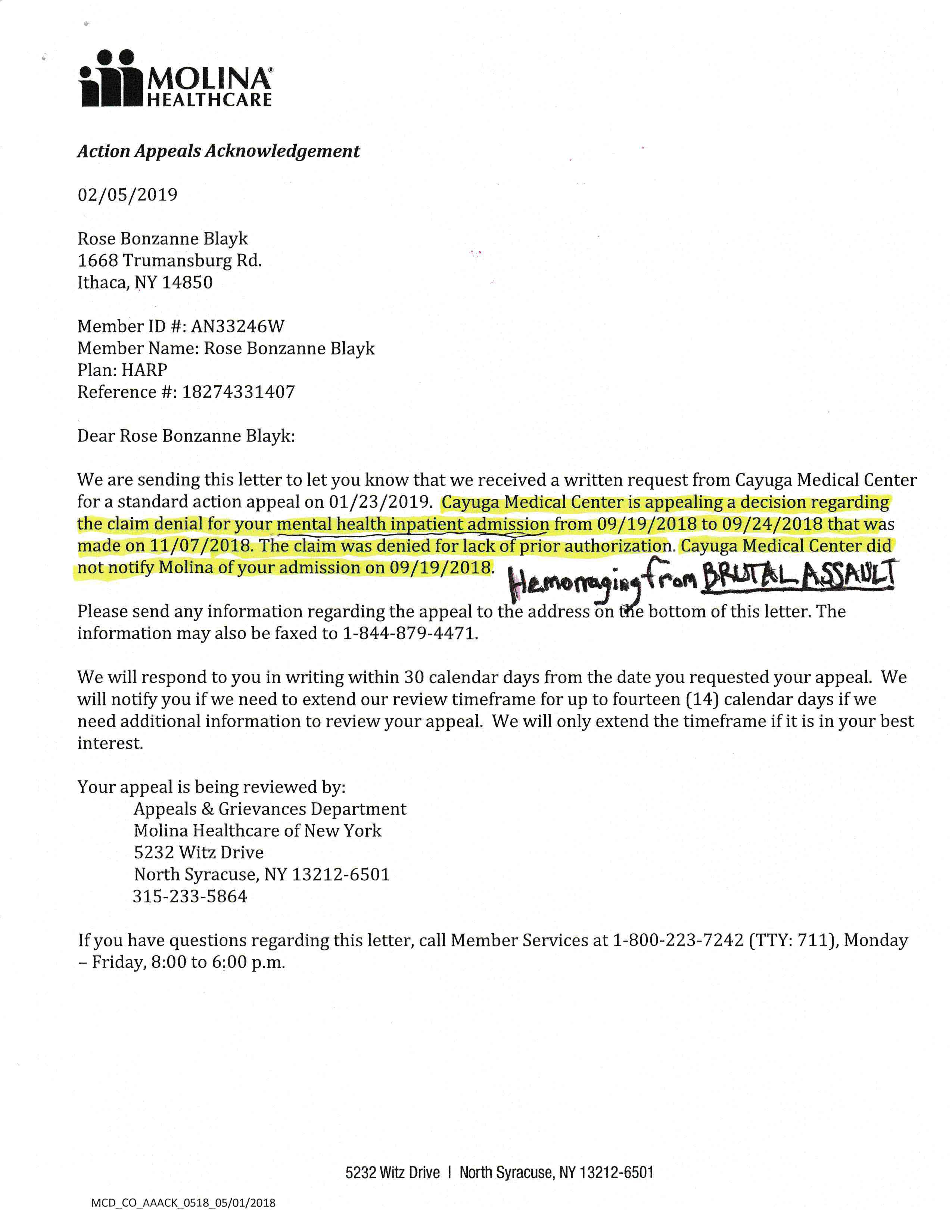 ./2018-11-29 - Bonze Blayk RAILROAD Tompkins CR-018365-18 - POLICE BRUTALITY, PSYCHIATRIC COVERUP, MEDICAID FRAUD IPD G.I. Herz John Joly CMC LTC Clifford Ehmke MD Molina Healthcare - p 23.png